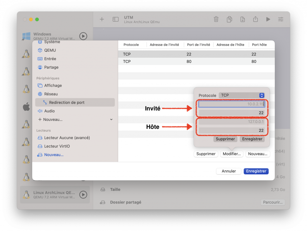 Port forwarding
virtualisation macos archlinux utm